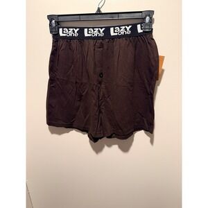 Lazy One Mens Boxer Shorts Size M Brown "Button Ox" Novelty Print 100% Cotton